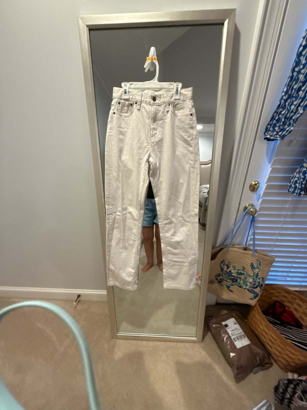 Zara Straight Leg White Denim Jeans